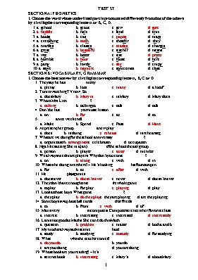 Đề kiểm tra Tiếng Anh lớp 8 (Kèm đáp án)